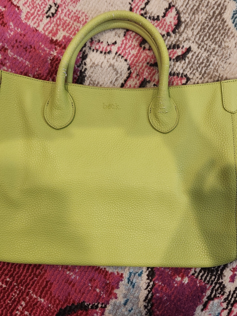 beck bag Chartruese Leather Tote Bag